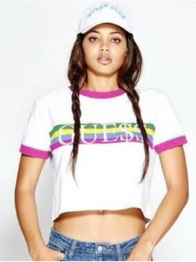GUE$$ X A$AP Crop Top - Guess Jeans X ASAP Rocky Collab Sz M Women's 
Abr A-2)